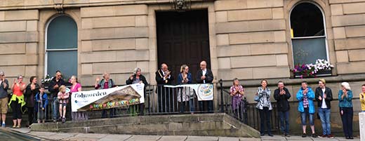 Hands around Todmorden Town Hall