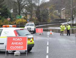 A646 flooded at Hebden Bridge